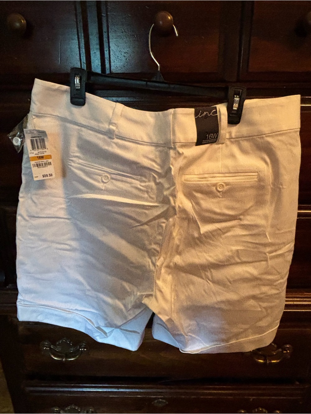 INC International Concepts white stretch chino shorts